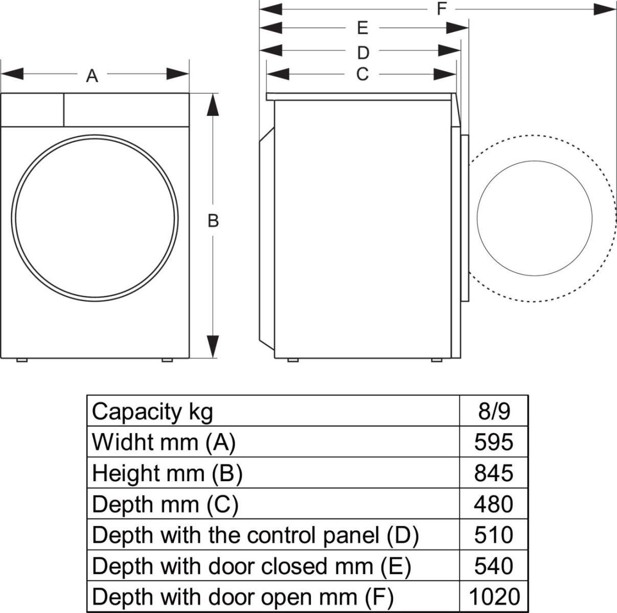 Hisense WF3S8043BB3: Black washing machine.