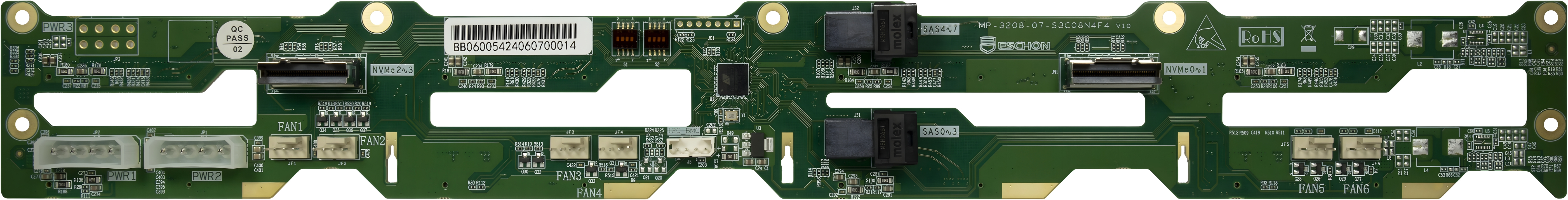 Inter-Tech IPC backplane BP-4708-NVMe 8-fold