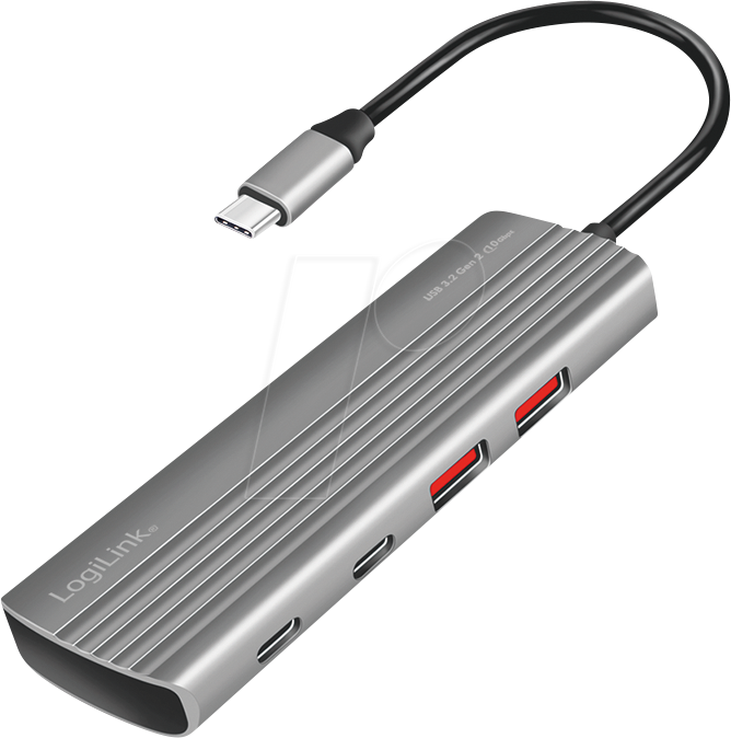 LogiLink USB 3.2 Gen2 Adapter, 2x USB-A 5x USB-C PD 100 W Adapter