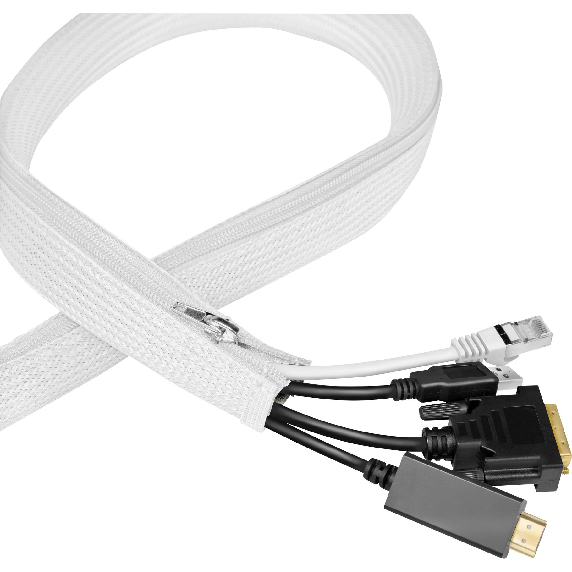 LogiLink Cable Sleeve with Zipper, White