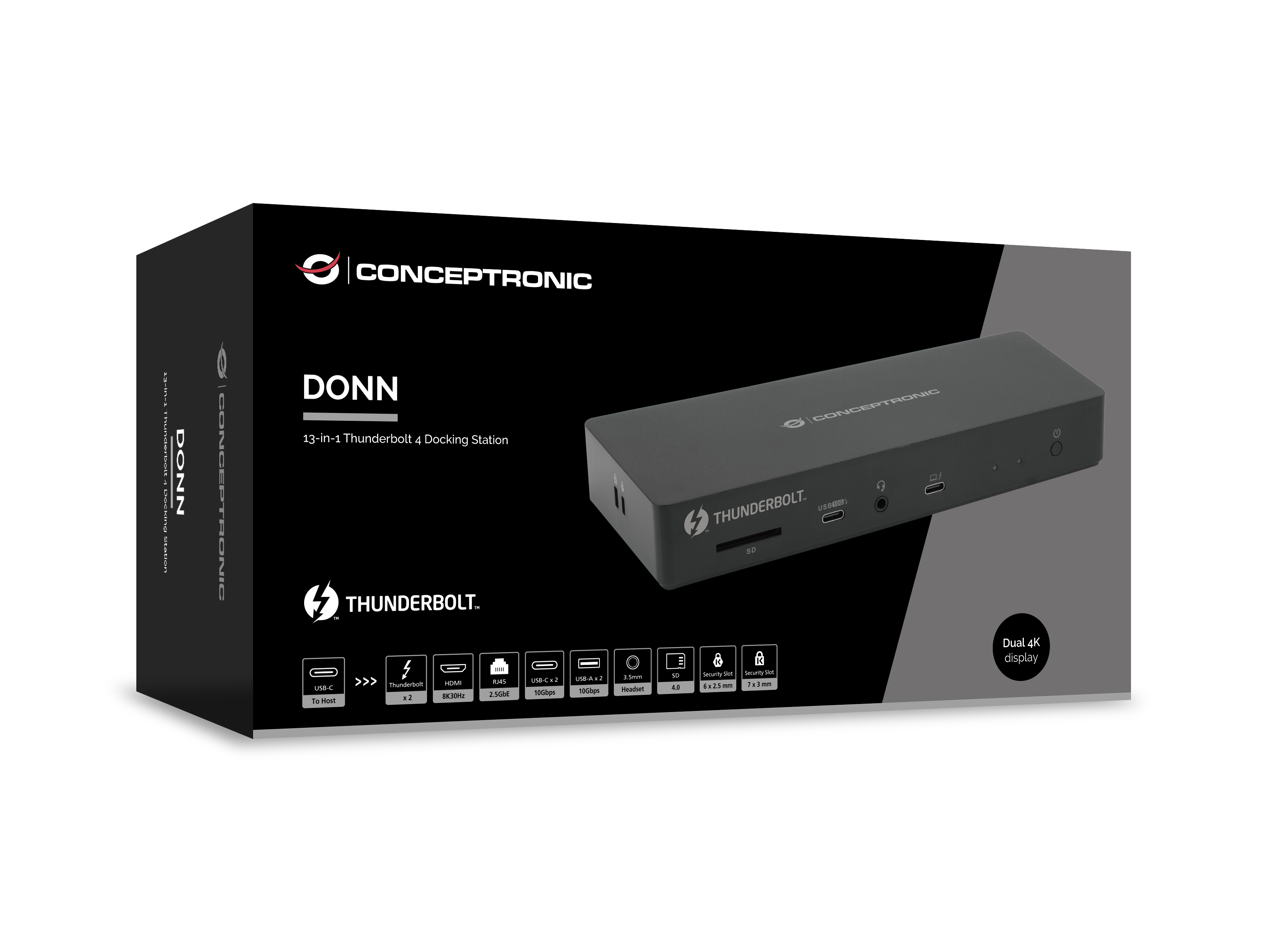 Conceptronic DONN30B 13-in-1 Thunderbolt 4 Docking