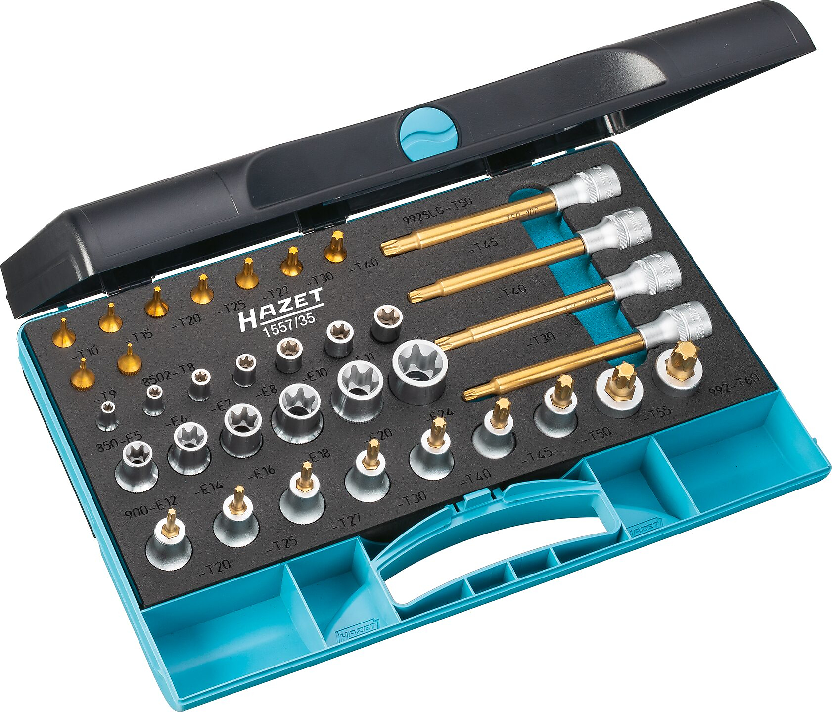 HAZET 1557/35 TORX Set: 35-piece (1/4" + 1/2") tool set.