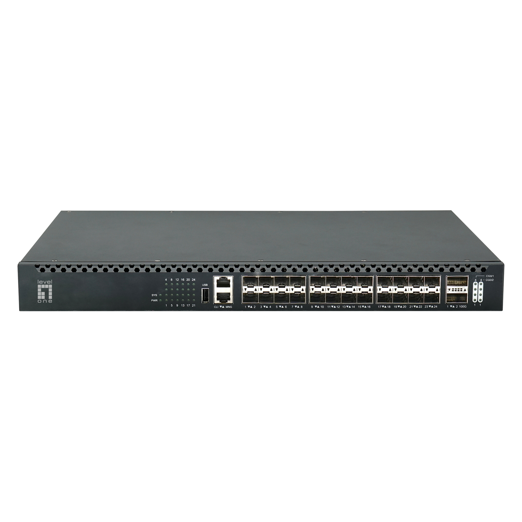 LevelOne Switch 26x GE XQS-3126 2x40/100GbE 19" 185W 24xPoE - Switch - Fiber Optic