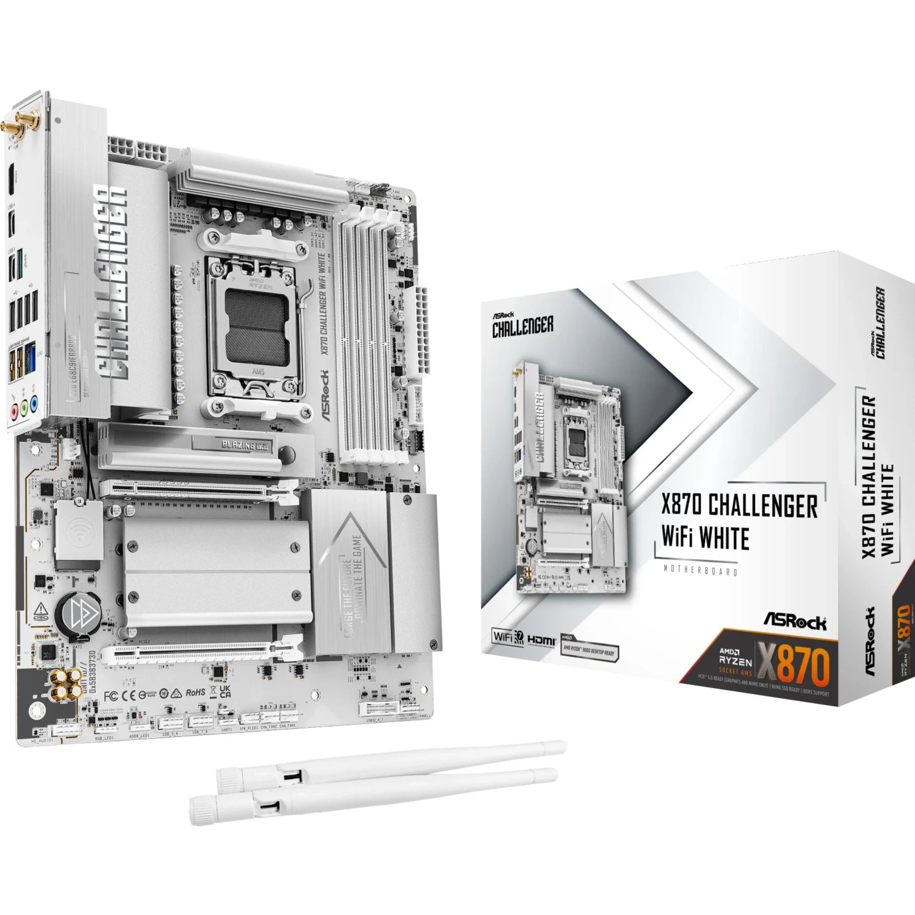 ASRock X870 Challenger WiFi White AM5 ATX HDMI/USB-C - Motherboard - AMD Socket AM5 (Ryzen Zen4)