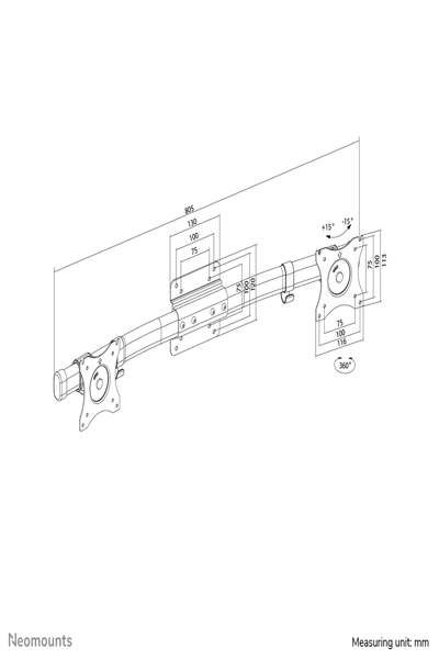 Neomounts Newstar Double Barre Transversale 10-27" 10kg