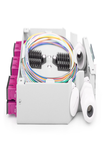 DIGITUS Fiber optic DIN rail box, MM-OM4, assembled, with SC adapter and pigtail - DN-963850-4