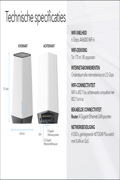 Netgear Orbi Pro WiFi 6 AX6000 Tri-band Wi-Fi system - SXR80-100EUS