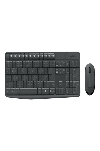 Logitech MK235 Wireless Keyboard and Mouse Combo - Full-size (100%) - Wireless - USB - QWERTY - Grey - Mouse included - 920007919