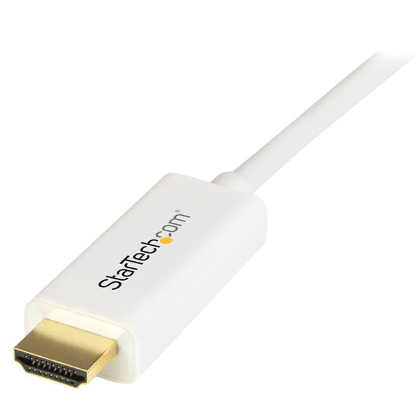 StarTech Mini DisplayPort to HDMI Converter Cable - 3 ft (1m) - 4K - White - 1 m - Mini DisplayPort - HDMI Type A (Standard) - Male - Male - Straight - MDP2HDMM1MW