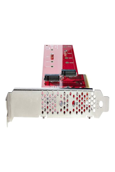 StarTech.com Dubbelt M.2 PCIe SSD-adapterkort, x8/x16 Dubbel NVMe eller AHCI M.2 SSD till PCI Express 4.0, Upp till 7,8 GBps/enhet, För 2242/2260/2280/22110 mm PCIe M-Key M2 SSD-diskar, Bifurcation krävs - DUAL-M2-PCIE-CARD-B