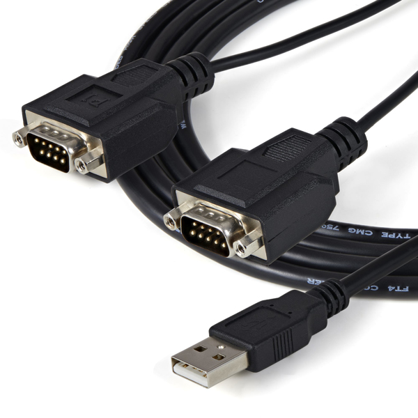 StarTech 2 port FTDI USB to serial RS232 adapter - USB to RS-232 Cable - Serial Adapter - USB - RS-232 x 2 - Black (ICUSB2322F) - ICUSB2322F