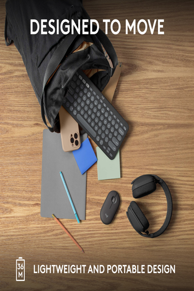 Logitech Pebble Keys 2 K380s - Mini - Wireless - RF Wireless + Bluetooth - Scissor key switch - AZERTY - Graphite - 920-011803