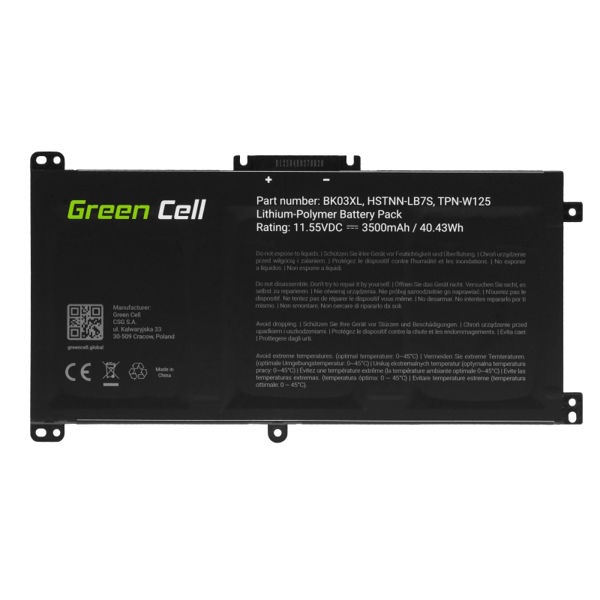 GREEN CELL BATTERY BK03XL FOR HP PAVILION X360 14-BA 14-BA01 - HP167
