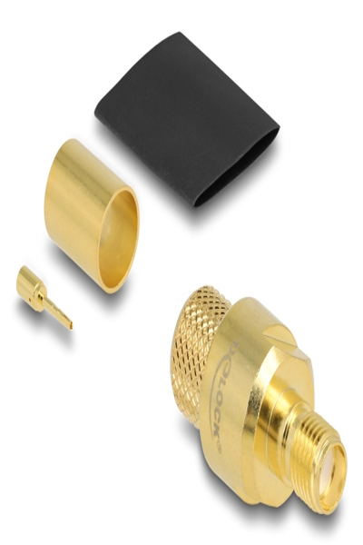 Delock SMA socket for crimping LMR400 with heat shrink tubing - 91782