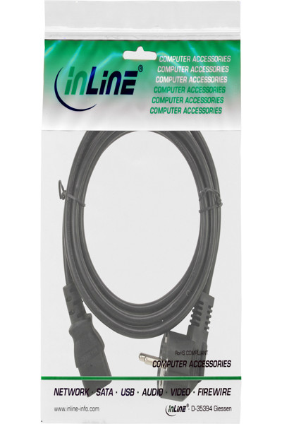 Câble d'alimentation InLine - CEE 7/7 coudé / IEC C13 mâle 3 broches - 0,5 m