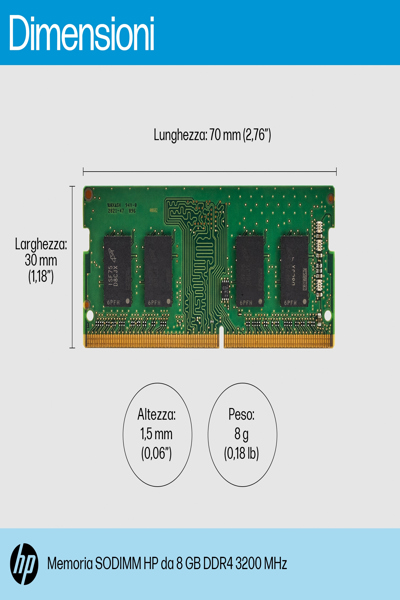 HP 8GB 3200 SODIMM Memory: DDR4 - 8C4X8AA