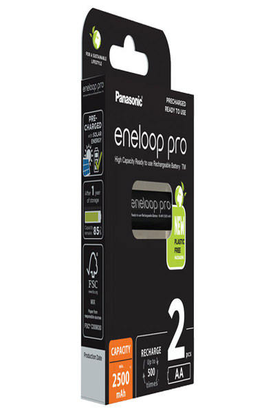 Panasonic eneloop pro HR06 Mignon AA-batteri NiMH 2500 mAh 1.2 V 2 st - Uppladdningsbart batteri - Mignon (AA) - BK-3HCDE/2CP