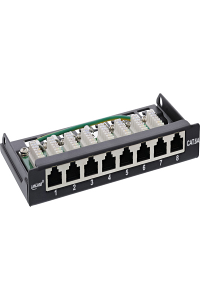 Panneau de brassage InLine Cat.6A 0,5U 8 ports - montage sur table/mur noir RAL9005