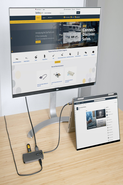StarTech.com USB C multiportadapter, 4K 60Hz HDMI-video, 3-portars 5Gbps USB-A 3.2-hubb, 100W strömförsörjning, GbE, USB Type-C mini-resedock med laddning, 12 tum/30 cm kabel - 127B-USBC-MULTIPORT