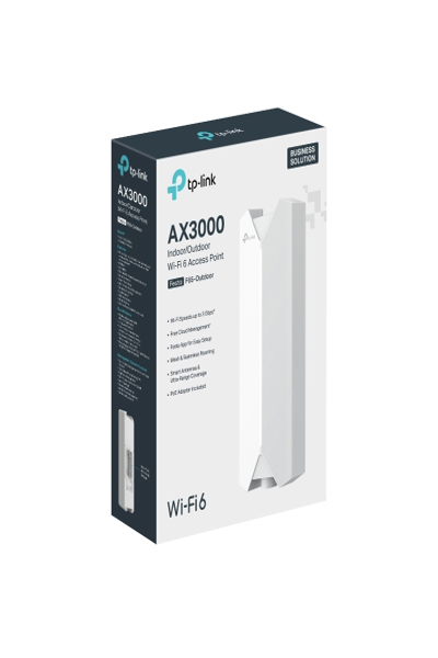 TP-Link FESTA F65-OUTDOOR(EU). 2.4 GHz, 5 GHz, Maximum data transfer rate: 3000 Mbit/s. Security algorithms: WPA-Enterprise, WPA-Personal, WPA2-Enterprise, WPA2-Personal, WPA3-Enterprise, WPA3-Personal. Power over Ethernet (PoE). Product colour: White - FESTA F65-OUTDOOR