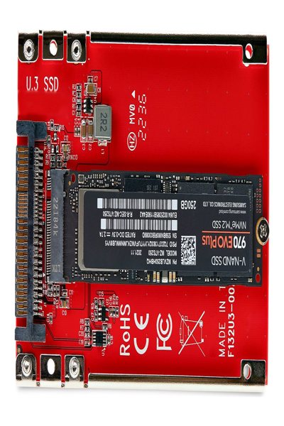 StarTech.com M.2 to U.3 Adapter, For M.2 NVMe SSDs, PCIe M.2 Drive to 2.5inch U.3 (SFF-TA-1001) Host Adapter/Converter, TAA Compliant - 1M25-U3-M2-ADAPTER