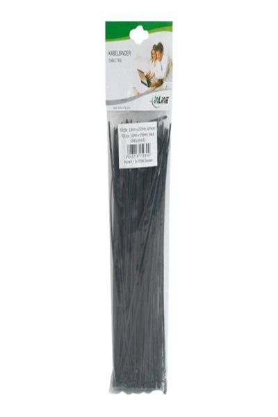 Colliers de serrage InLine longueur 250 mm largeur 3,6 mm noir 100 pièces.