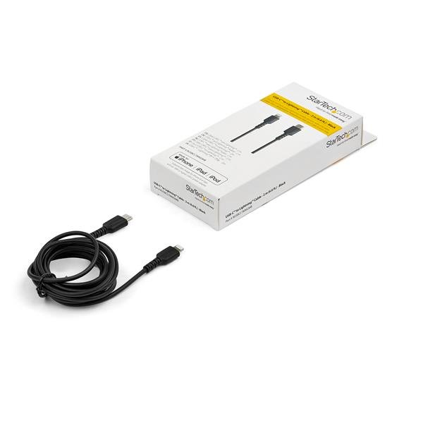 StarTech.com RUSBCLTMM2MB USB-C auf Lightning-Kabel ( 2m, Apple Mfi zertifiziert, iPhone Ladekabel, Aramidfaser) schwarz - Lightning-Kabel - Lightning (M) bis USB-C (M) - 2 m - Schwarz - für Apple iPad/iPhone/iPod (Lightning) - RUSBCLTMM2MB