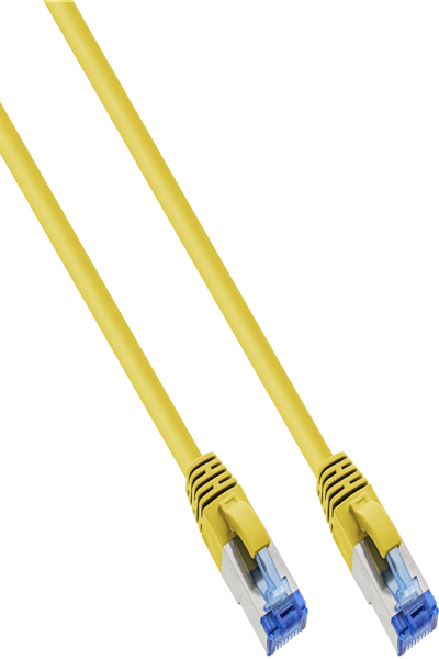 Câble patch en ligne S/FTP PiMF Cat.6A sans halogène 500 MHz jaune 1,5 m