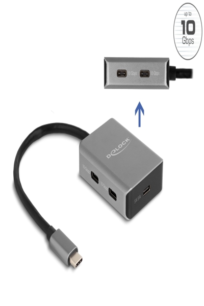 Hub USB Type-C 4 ports Delock 10 Gbit/s avec connecteur USB Type-C