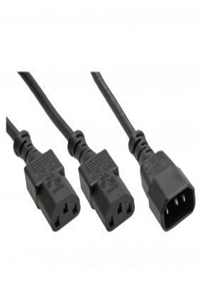 Câble d'alimentation en Y InLine Type F allemand 1x IEC-C14 vers 2x IEC-C13 1 m