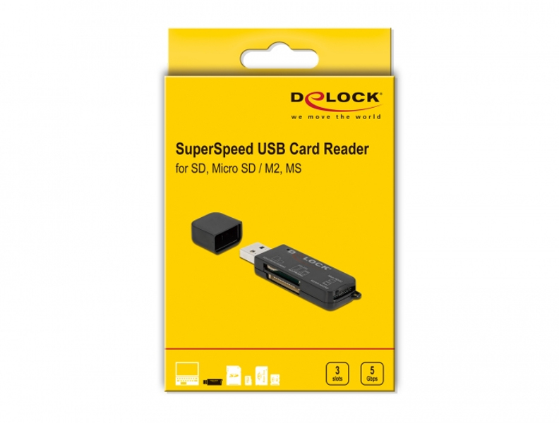 Delock SuperSpeed ​​​​USB-kort för SD Micro MS-minneskort - 91757