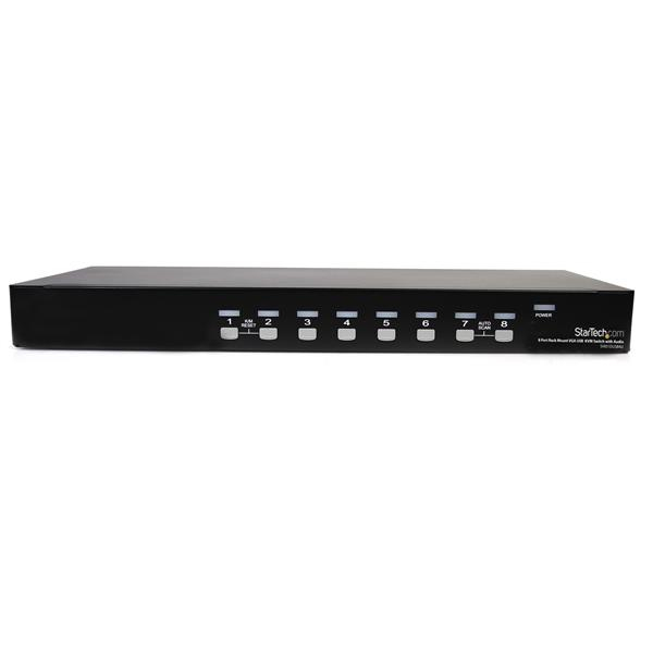 StarTech 8 Port Rackmount USB VGA KVM Switch w/ Audio (Audio Cables Included) - 1920 x 1440 pixels - Rack mounting - 48 W - 1U - Black - SV831DUSBAU