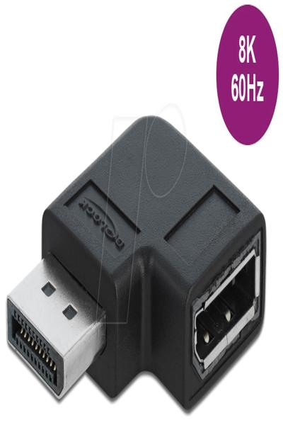 Delock DisplayPort-adapter - DisplayPort (H) vänstervinklad till DisplayPort (H) - 66296