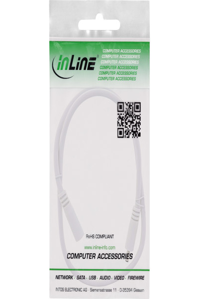 Rallonge CC InLine - CC mâle/femelle 3,5 x 1,35 mm - AWG 18 - blanc 1 m