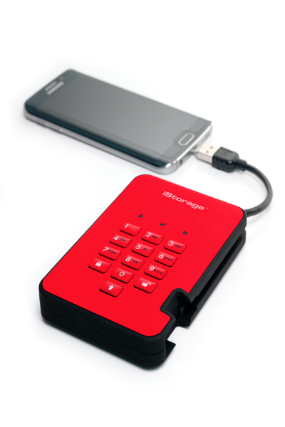 iStorage diskAshur2 SSD 256 bits - Rouge