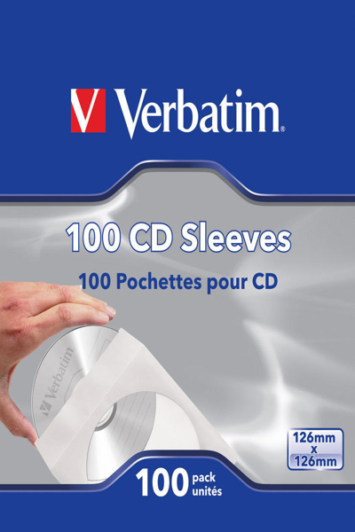 Verbatim CD/DVD sleeve - capacity: 1 CD/DVD (pack of 100) - 49976