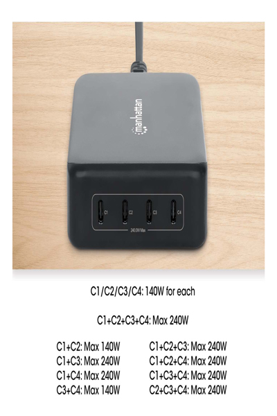Manhattan 4-Port GaN USB Power Delivery-Ladestation - Power Supply - 102667