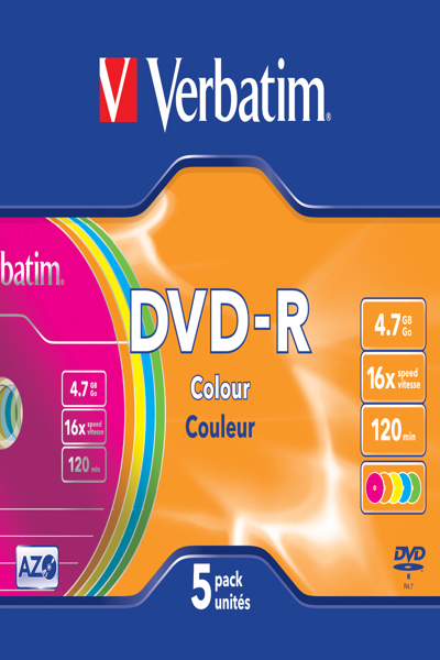 Verbatim Colours - 5 x DVD-R - 4.7 GB 16x - 43557