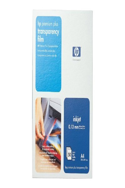 HP Premium Plus Inkjet Transparency Film: 50 Sheets, A4 - C7029A