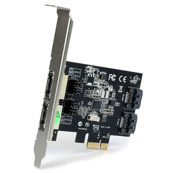 2 Port PCI Express SATA 6 Gbps eSATA Controller Card - Dual Port PCIe SATA III Card - 2 Int/2 Ext - SATA III 6Gbps (PEXESAT322I) Lagring control - PEXESAT322I