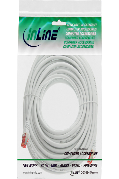 Câble de raccordement en ligne Cat.6 S/FTP sans halogène, blanc, 15 m