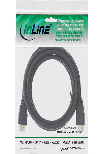 Câble HDMI haute vitesse en ligne avec Ethernet Premium 4K2K mâle/mâle noir 0,3 m
