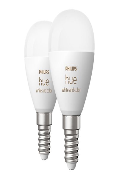 Signify Blanc & Couleur E14 Luster Doppelpack 470lm