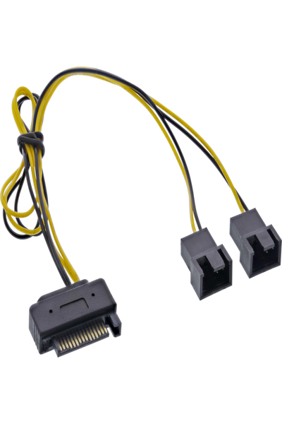 Câble d'alimentation en Y SATA InLine SATA femelle / 2x ventilateurs 2 broches mâles 0,30 m