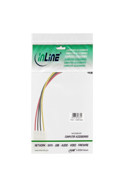 Câble adaptateur d'alimentation SATA en ligne 1x femelle 4 broches / SATA 15 broches coudé vers le haut