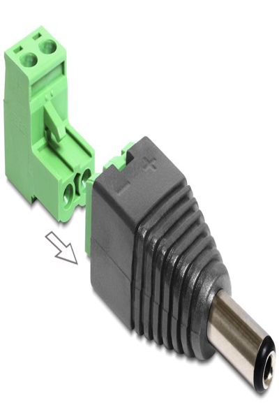 Delock Power adapter - 2 pin terminal block (M) to DC jack 5.5 x 2.5 mm (M) - 65488