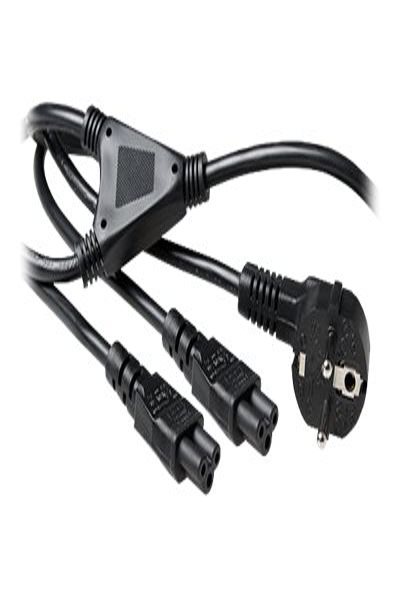 ACT Powercord split cable mains connector CEE7/7 male (angled) - 2 x C5 1.80 m - 1.8 m - CEE7/7 - 2 x C5 coupler - 230 V - 6 A