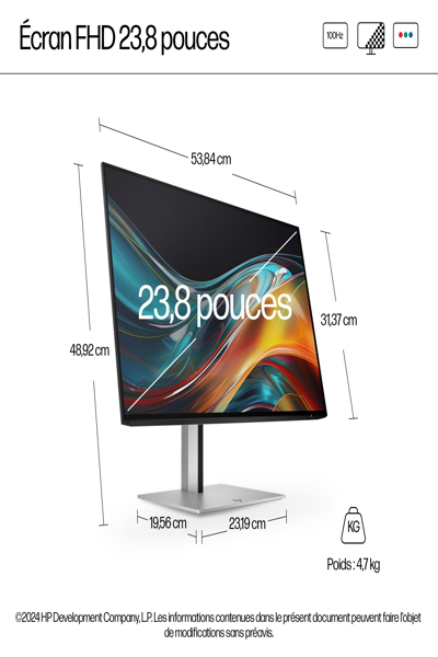 HP Series 7 Pro FHD Monitor: 24-inch (60.5 cm) Flat Screen - 8X530A5#ABB