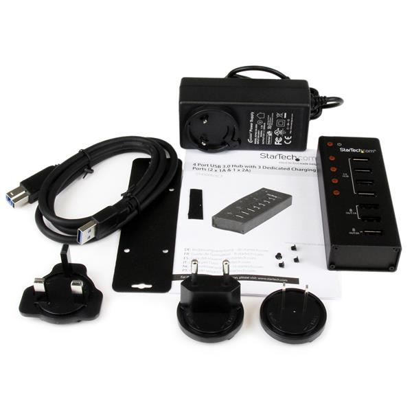 StarTech 4 Port USB3.0 Hub w - 3 Dedicated Charging Ports (2x1A & 1x2A) - Hub - 4 x SuperSpeed ​​USB3.0 - Desktop (ST4300U3C3) - ST4300U3C3