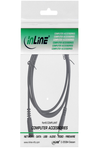 Câble d'extension CC InLine - CC mâle/femelle 4,0 x 1,7 mm - AWG 18 - noir 0,5 m